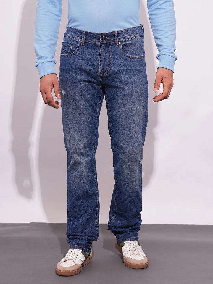 Blue Krypton-Straight Fit Denims for Men