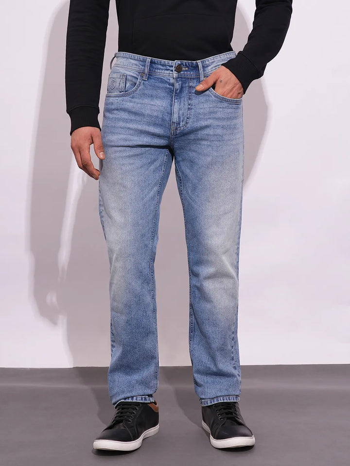 Blue Krypton-Straight Fit Denims for Men
