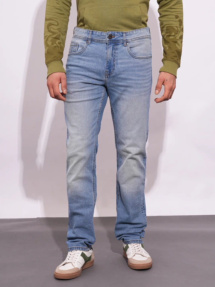Blue Krypton-Straight Fit Denims for Men