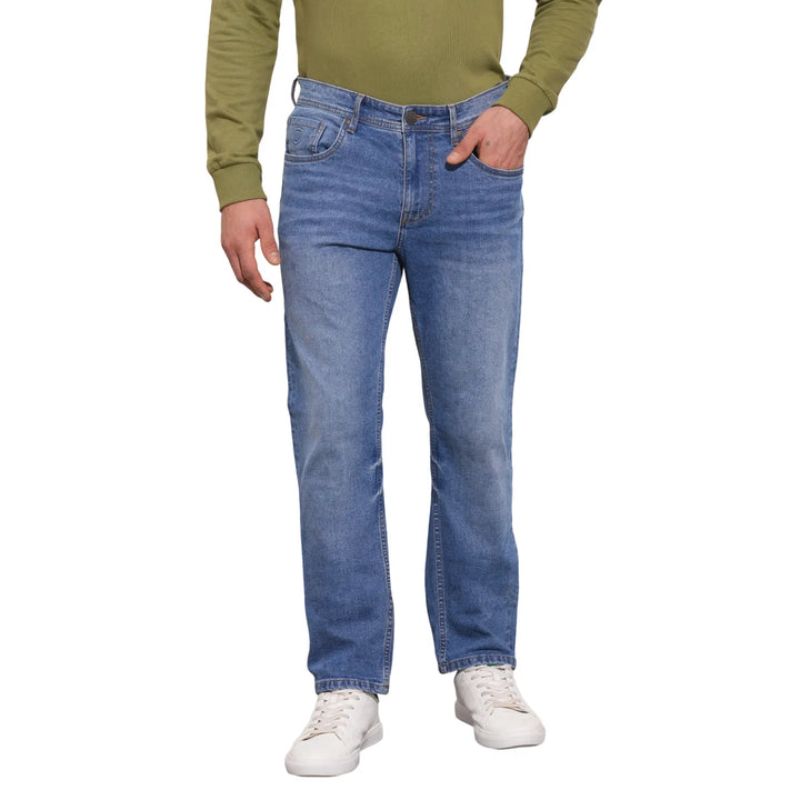 Blue Krypton-Straight Fit Denims for Men