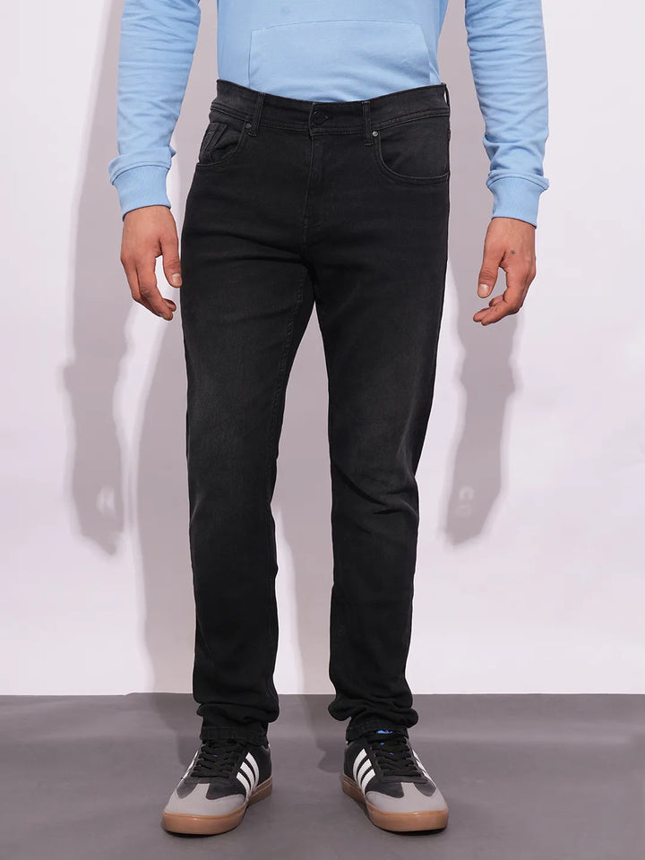 Black Neon-Slim Fit Denims for Men