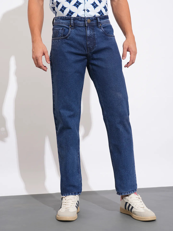 Blue Krypton-Straight Fit Denims for Men by Being Human Clothing