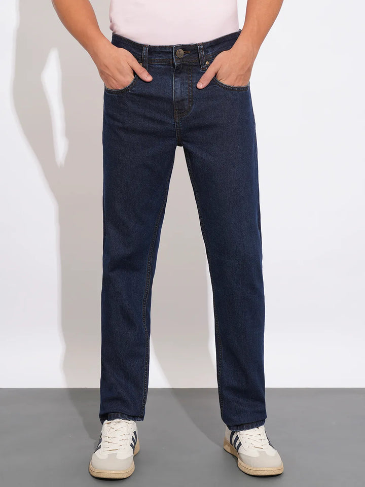 Blue Krypton-Straight Fit Denims for Men