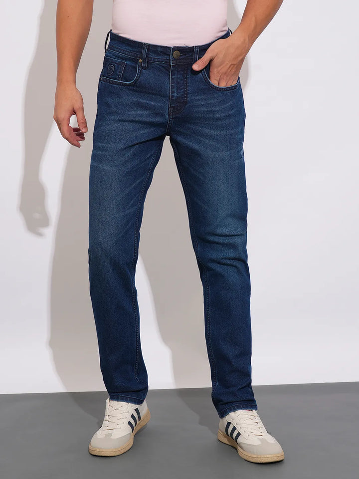 Blue Neon-Slim Fit Denims for Men