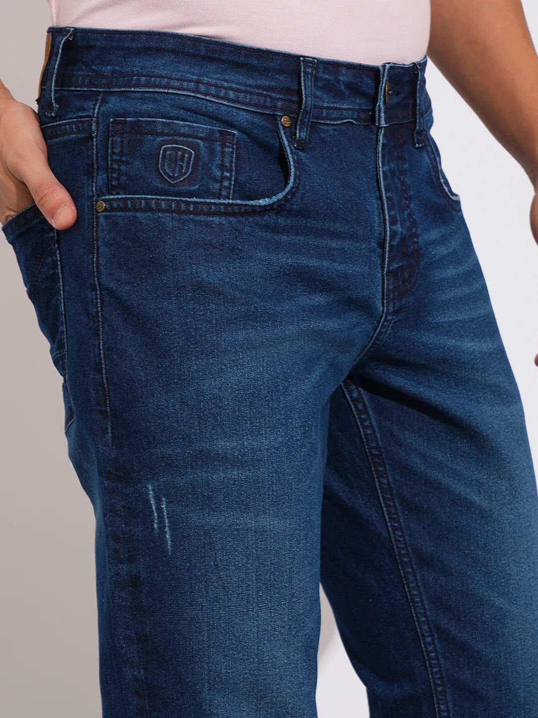 Blue Slim Fit Denims For Men By Being Human Clothing