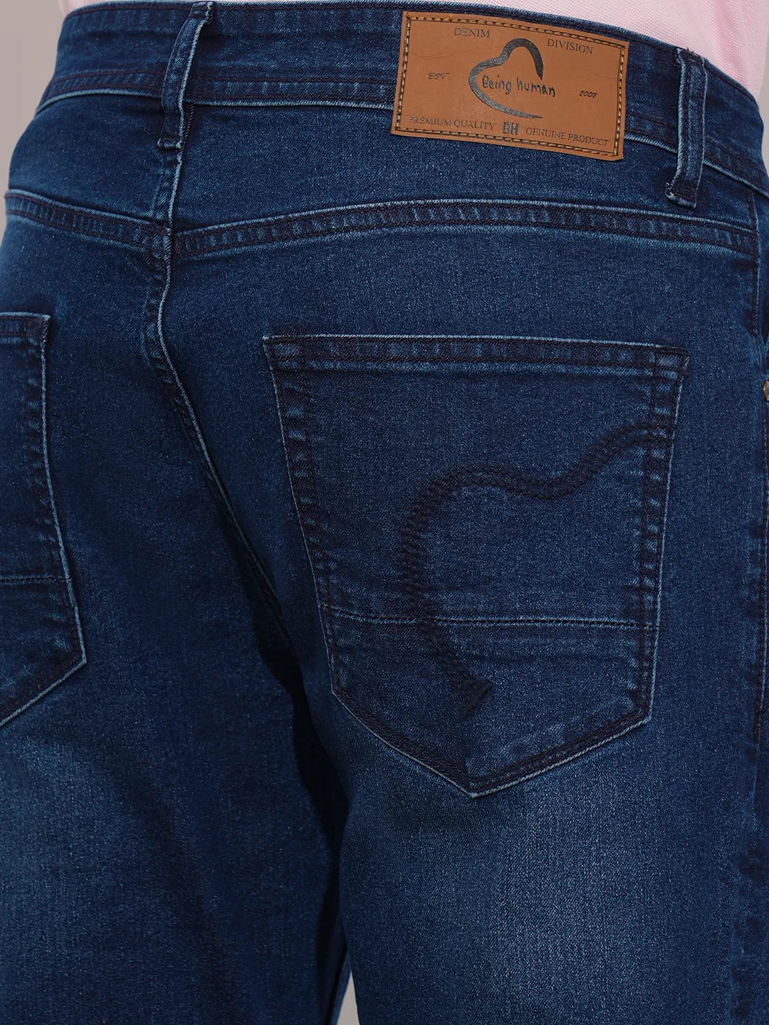 Blue Slim Fit Denims For Men By Being Human Clothing