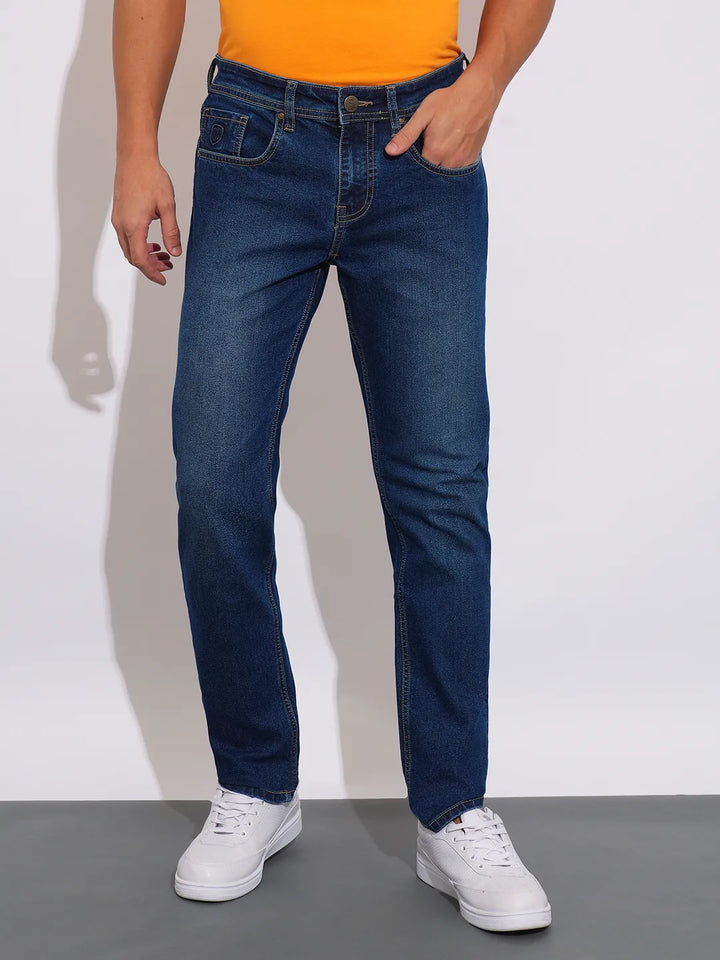 Blue Neon-Slim Fit Denims for Men by Being Human Clothing
