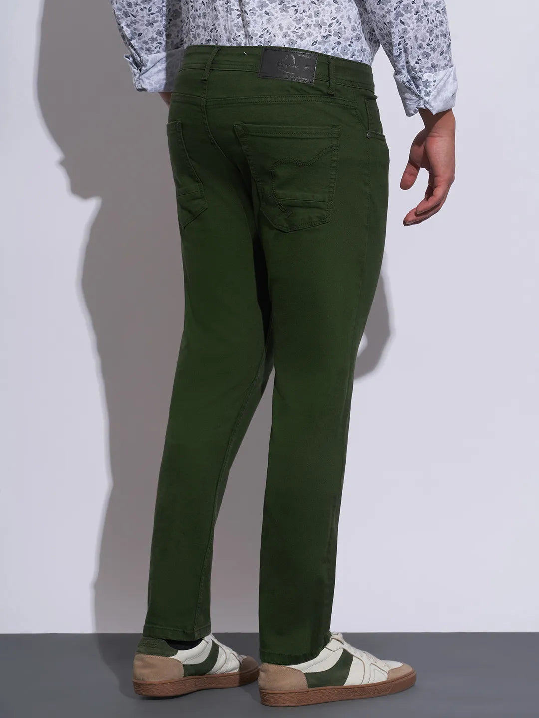 Green Slim Fit Cotton Blend Men's Denims by Being Human Clothing