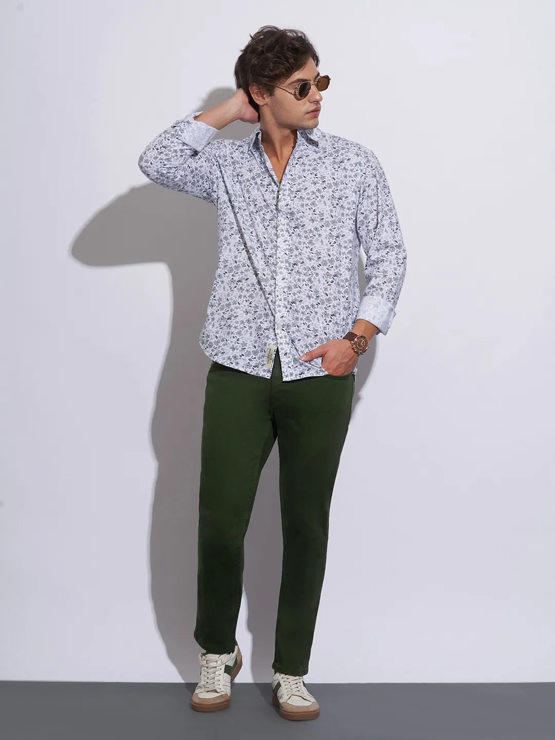 Green Slim Fit Cotton Blend Men's Denims by Being Human Clothing