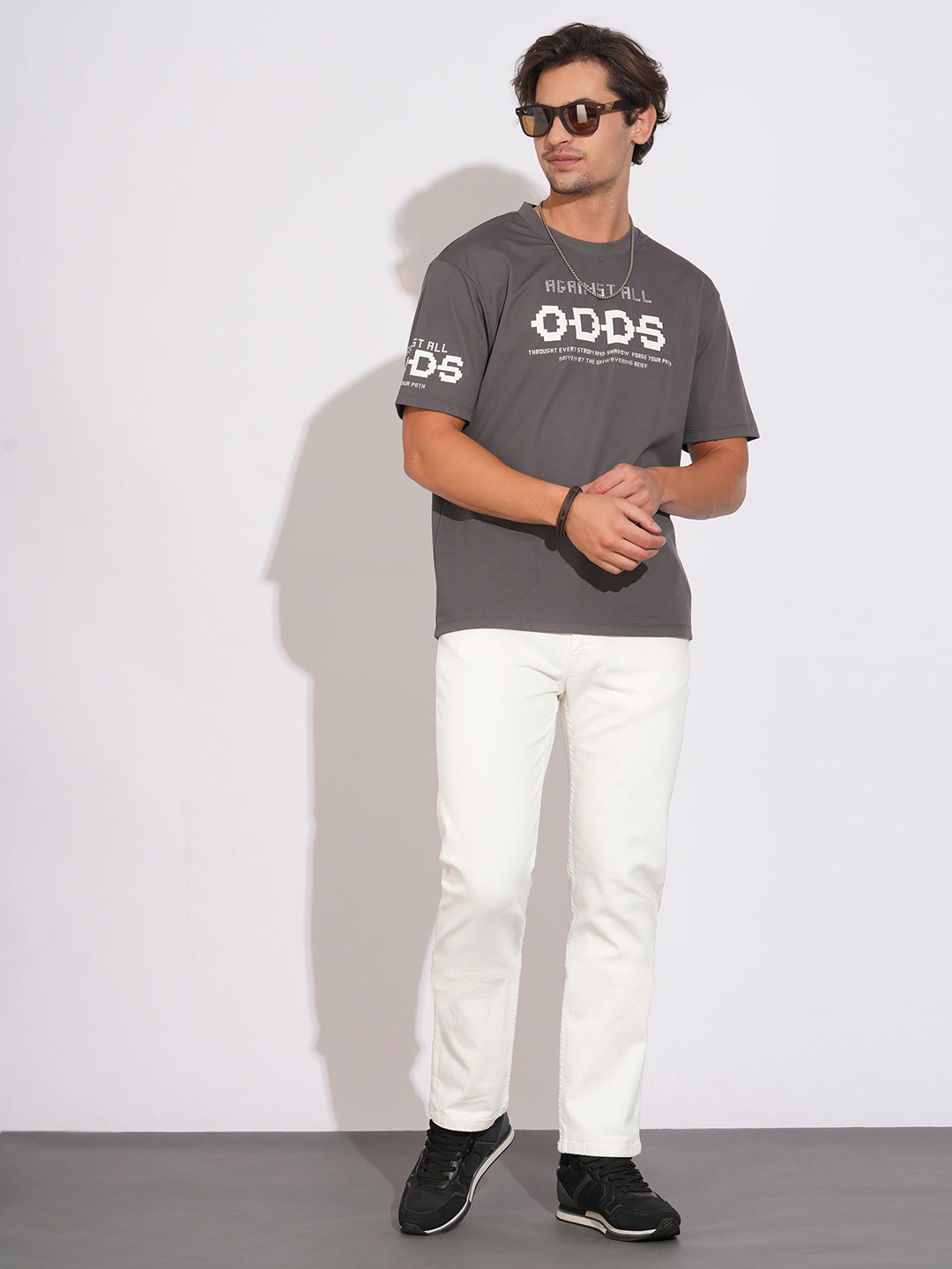 White Tone Straight Fit Denims for Men by Being Human Clothing