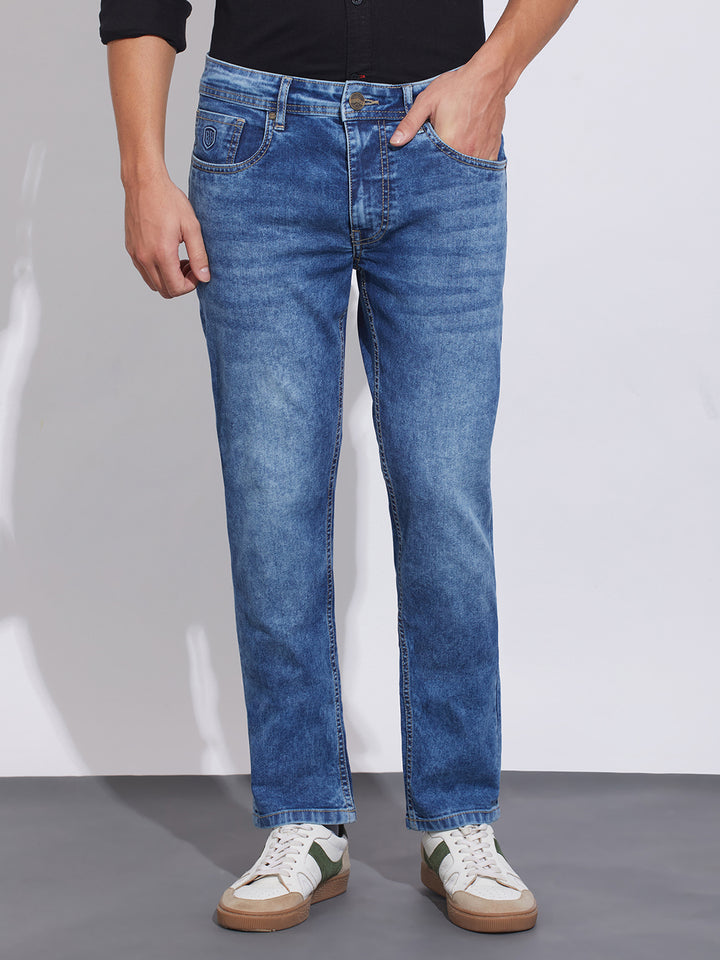 Blue Straight Fit Denims for Men by Being Human Clothing