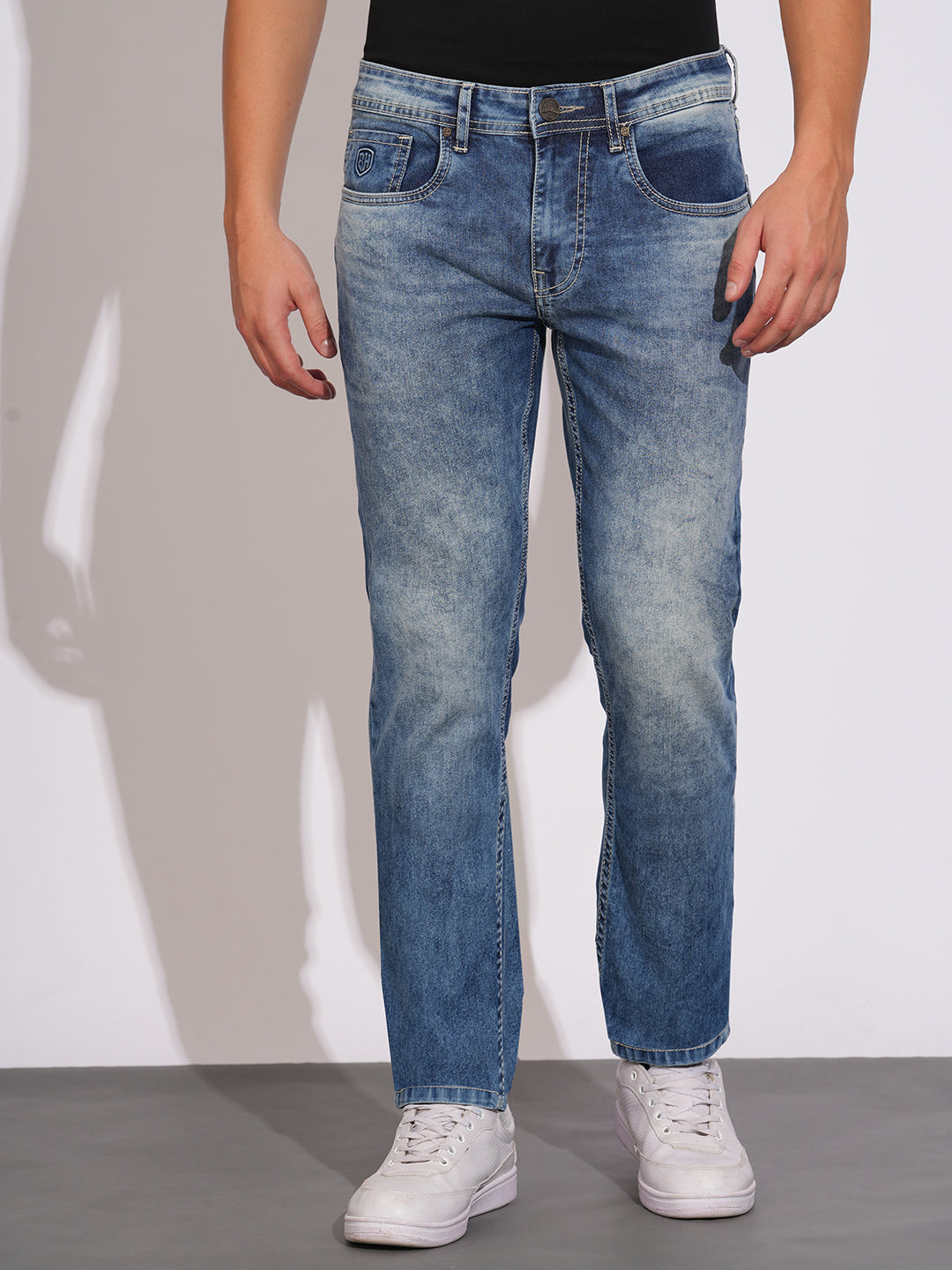 Ice Blue Slim Fit Denims for Men by Being Human Clothing