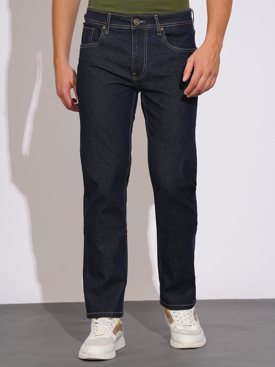 Raw Blue Straight Fit Denims for Men by Being Human Clothing