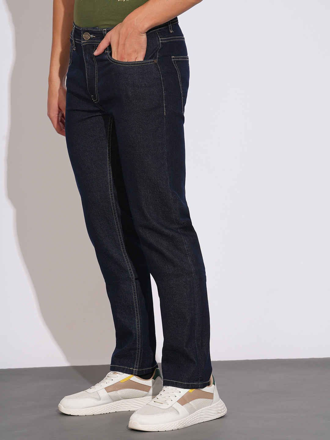 Raw Blue Straight Fit Denims for Men by Being Human Clothing