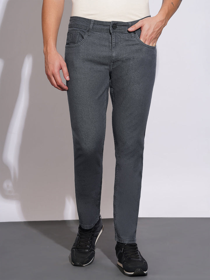 Grey Neon-Slim Fit Denims for Men