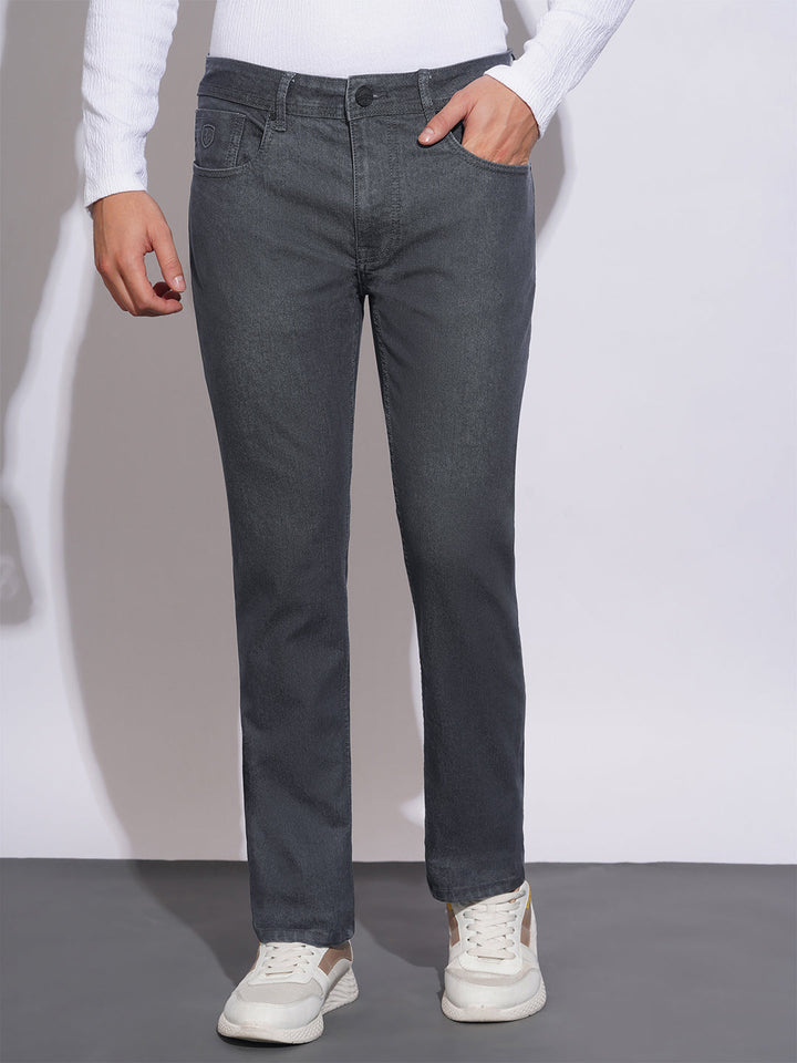 Grey Krypton-Straight Fit Denims for Men