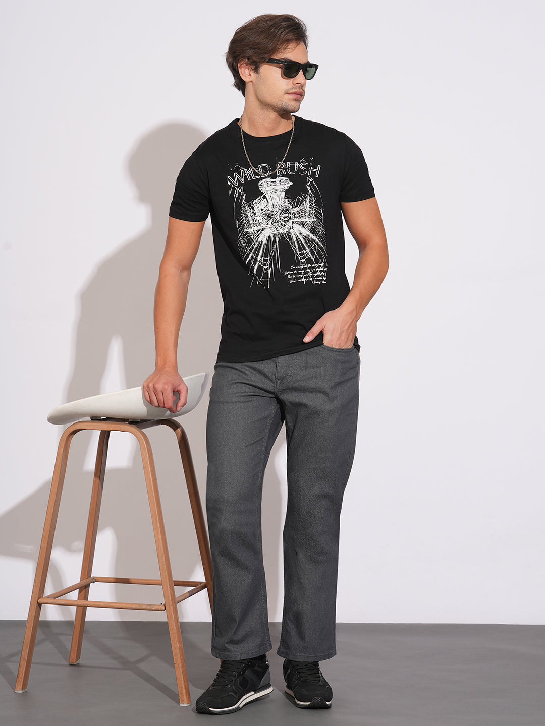 Raw Grey Boot Cut Fit Denims for Men by Being Human Clothing