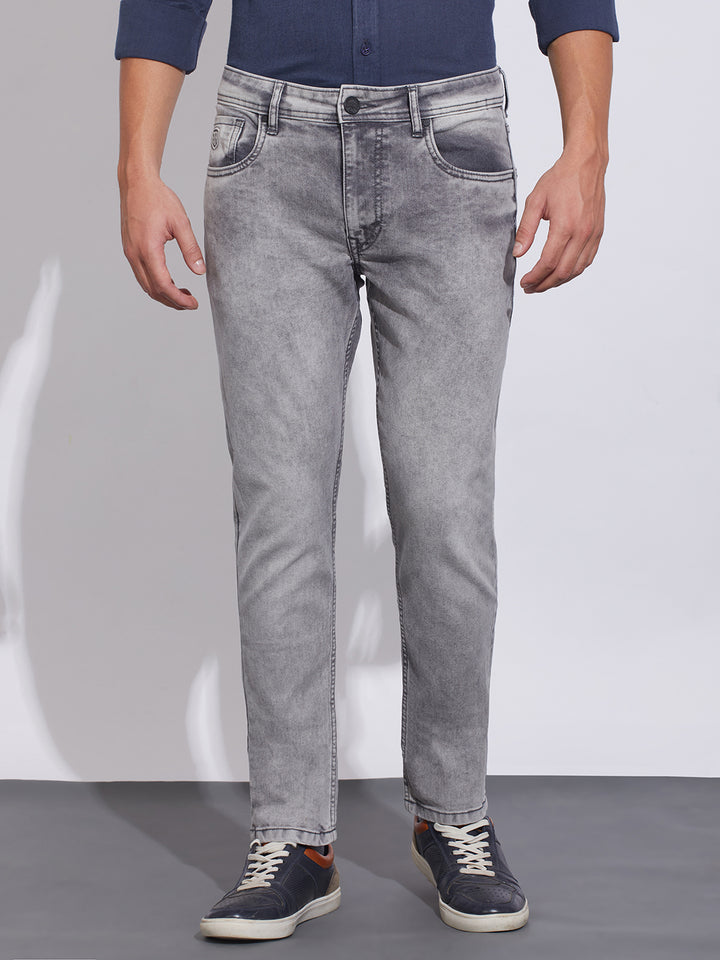 Light Grey Slim Fit Denims for Men by Being Human Clothing