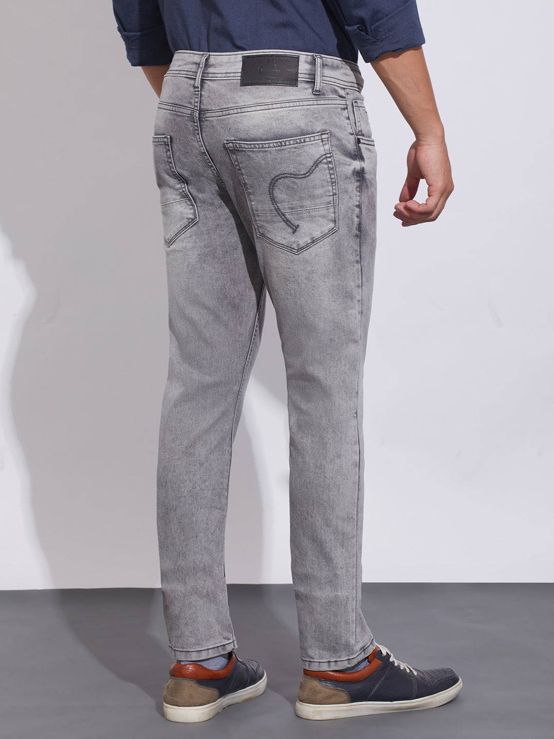 Light Grey Slim Fit Denims for Men by Being Human Clothing