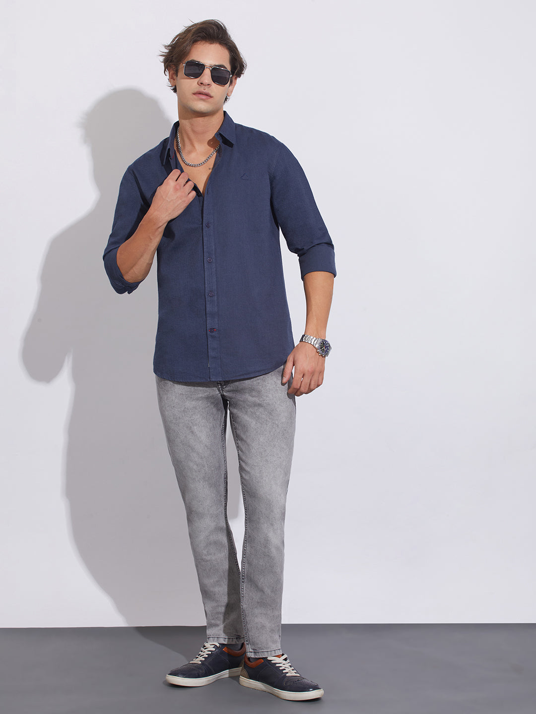 Light Grey Slim Fit Denims for Men by Being Human Clothing