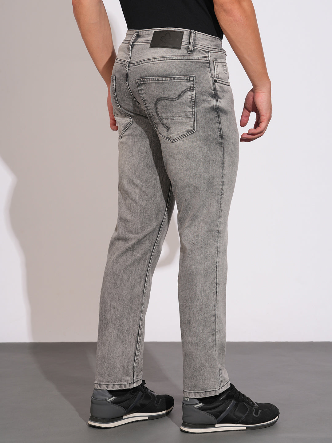 Light Grey Straight Fit Denims for Men by Being Human Clothing