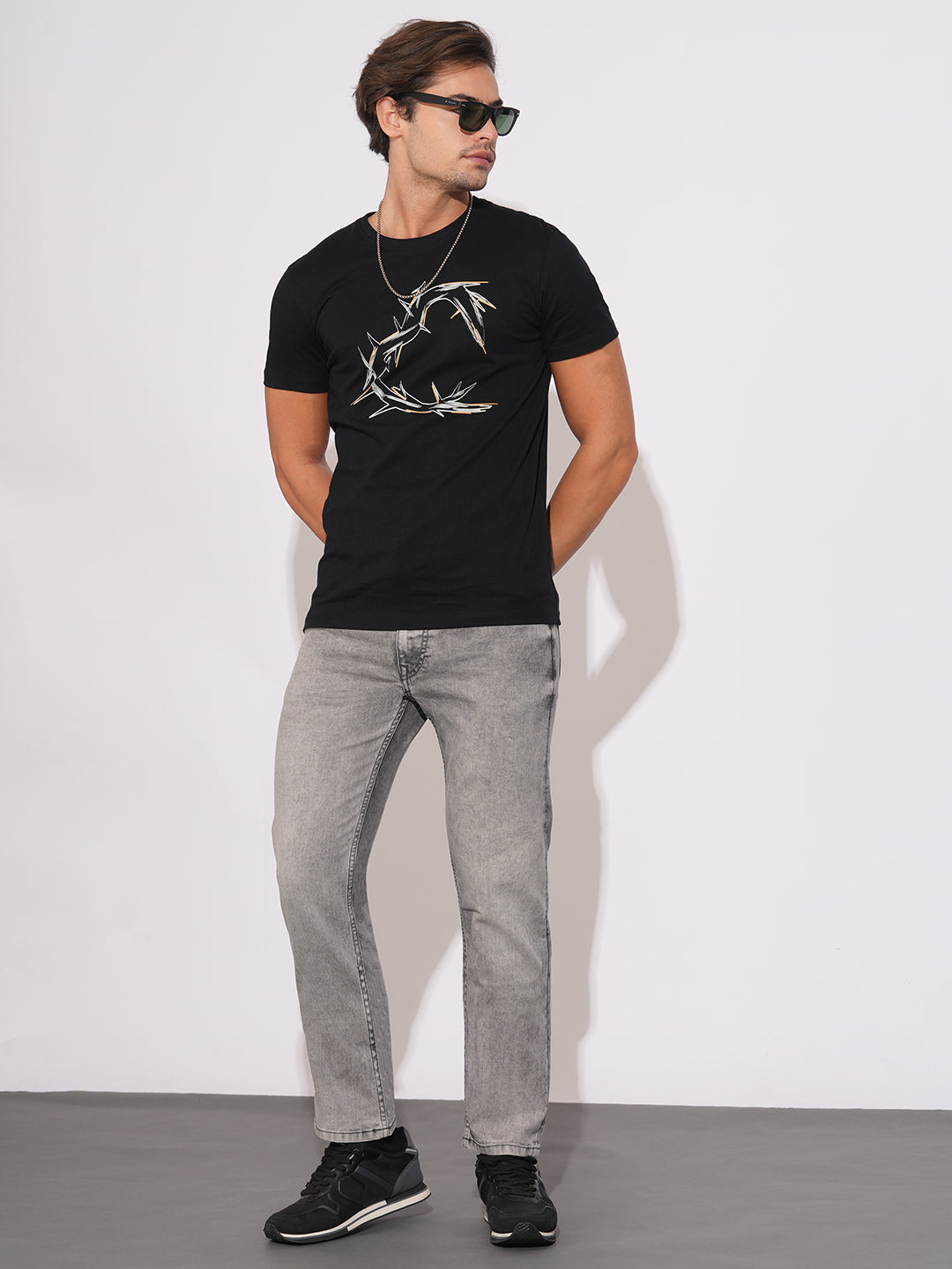 Light Grey Straight Fit Denims for Men by Being Human Clothing