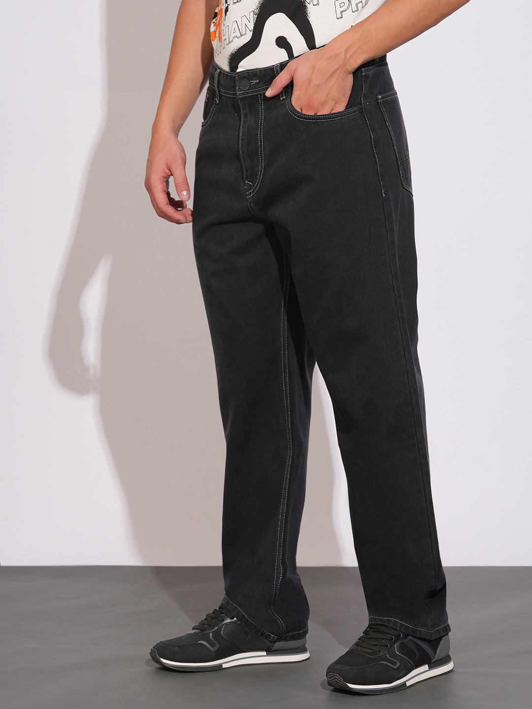 Black Tone Anti Fit Denims for Men by Being Human Clothing