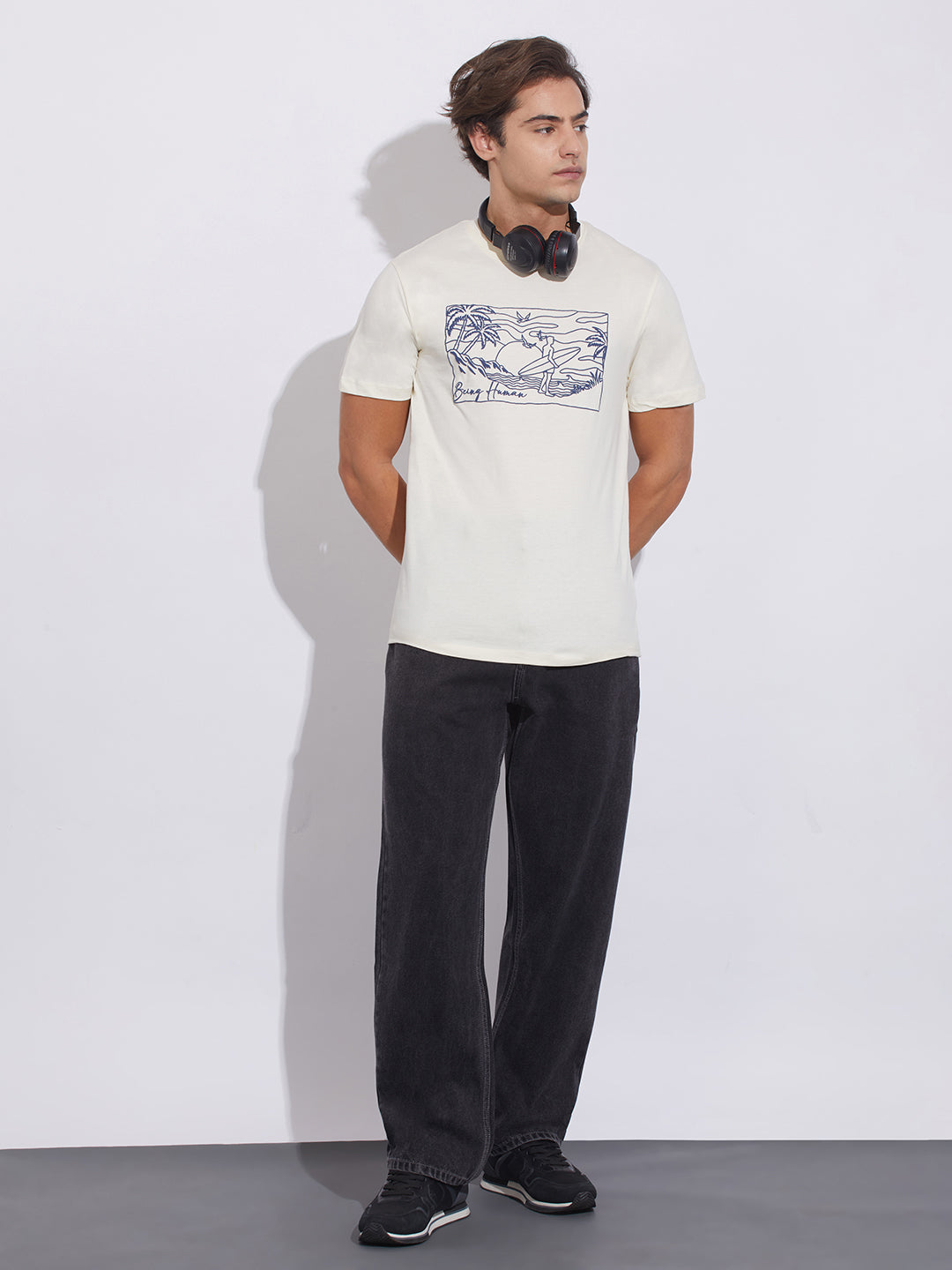 Black Anti Fit Denims for Men by Being Human Clothing