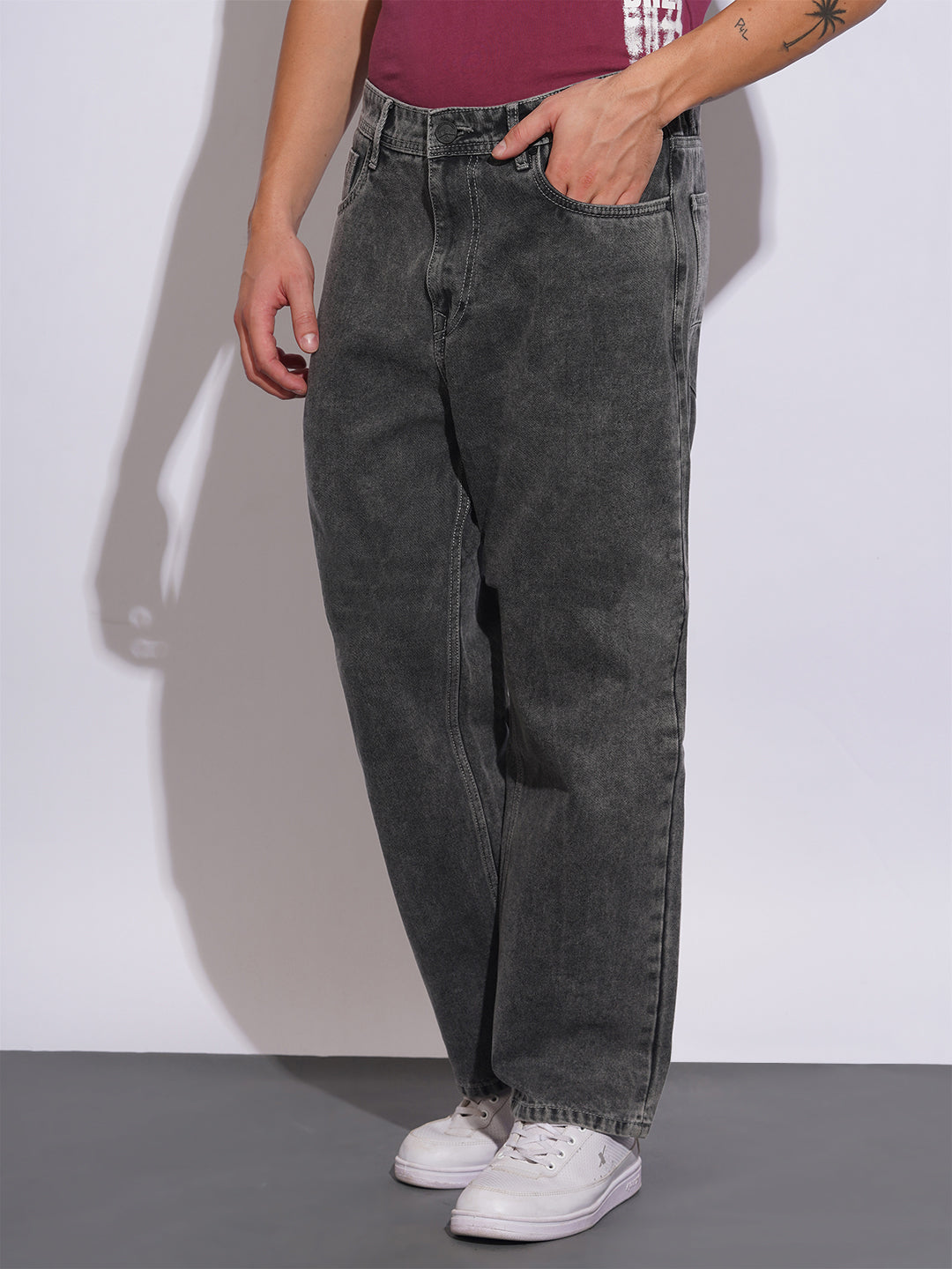 Grey Tone Anti Fit Jeans for Men by Being Human Clothing