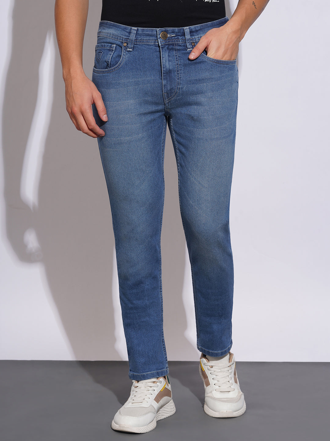 Mid Tone Slim Fit Jeans for Men by Being Human Clothing