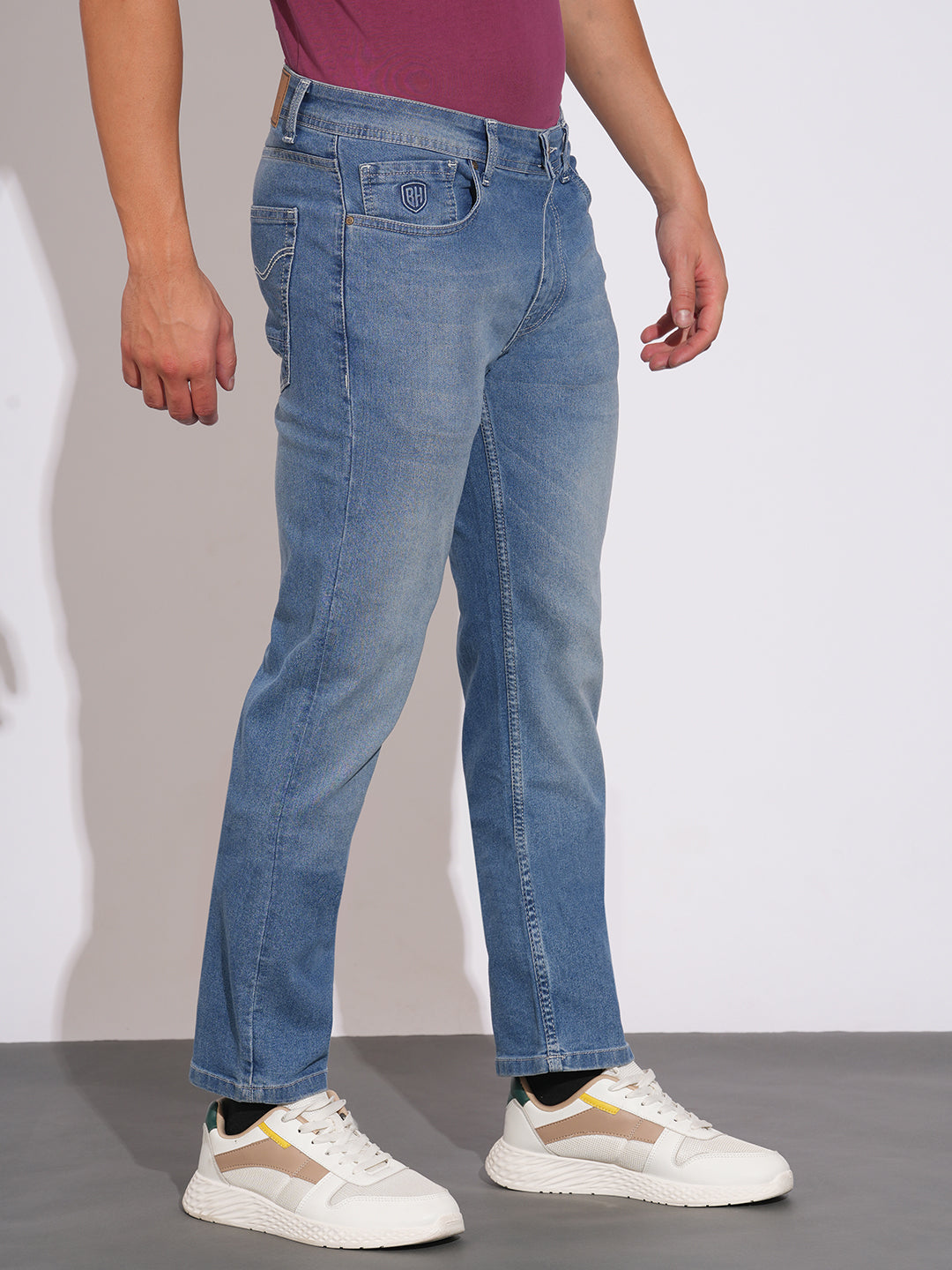 Mid Tone Straight Fit Denims for Men by Being Human Clothing