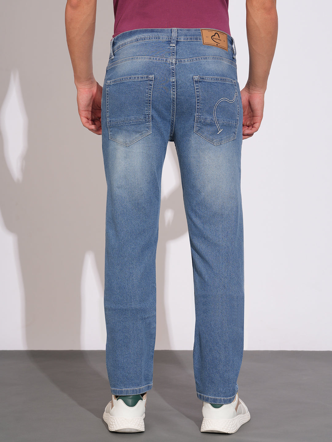 Mid Tone Straight Fit Denims for Men by Being Human Clothing