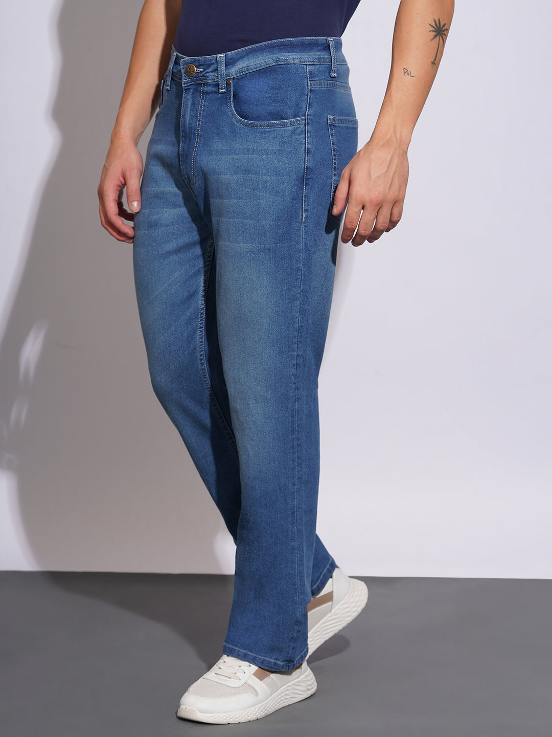 Mid Tone Boot Cut Fit Jeans for Men by Being Human Clothing