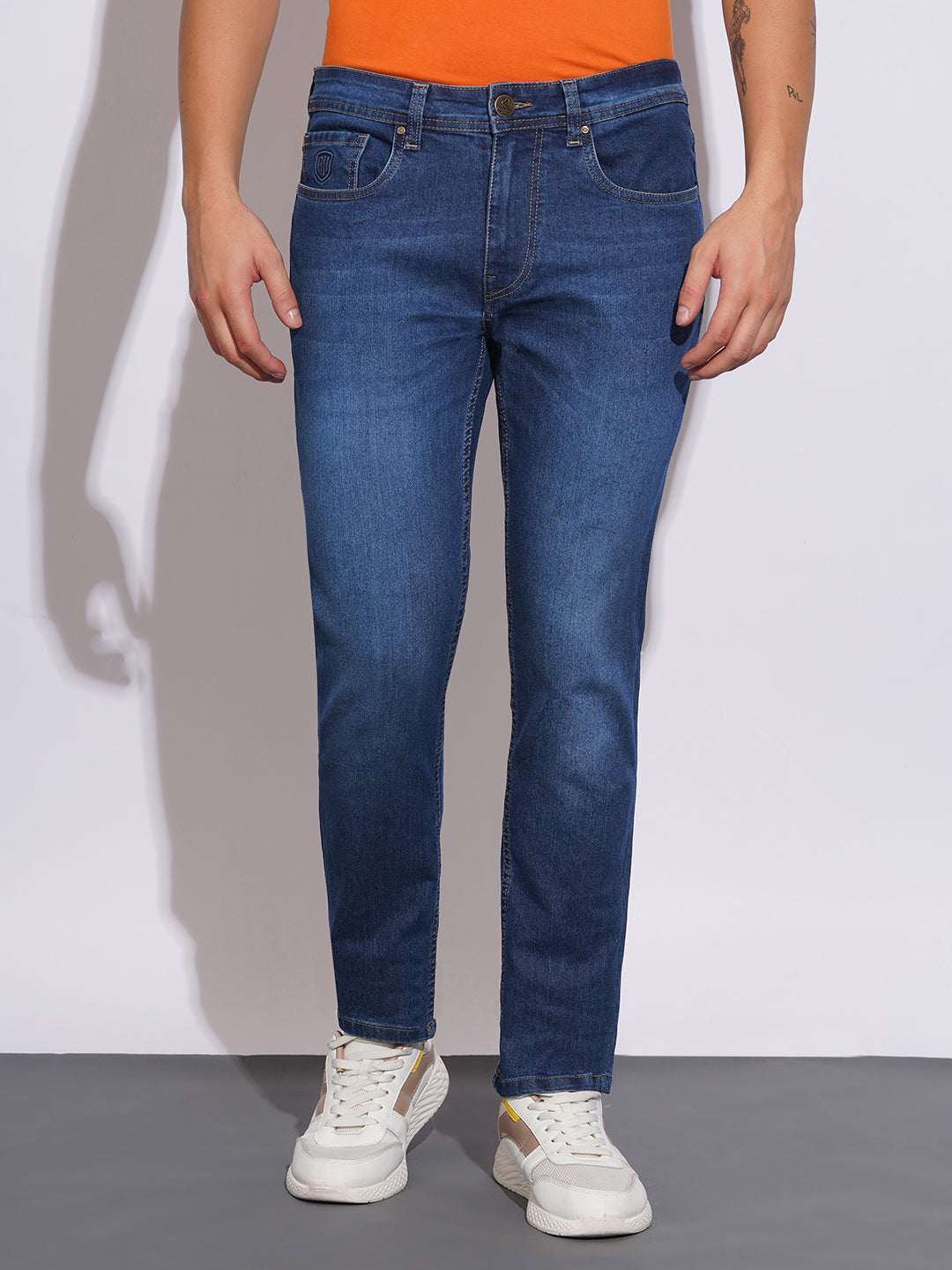 Mid Tone Slim Fit Jeans for Men by Being Human Clothing