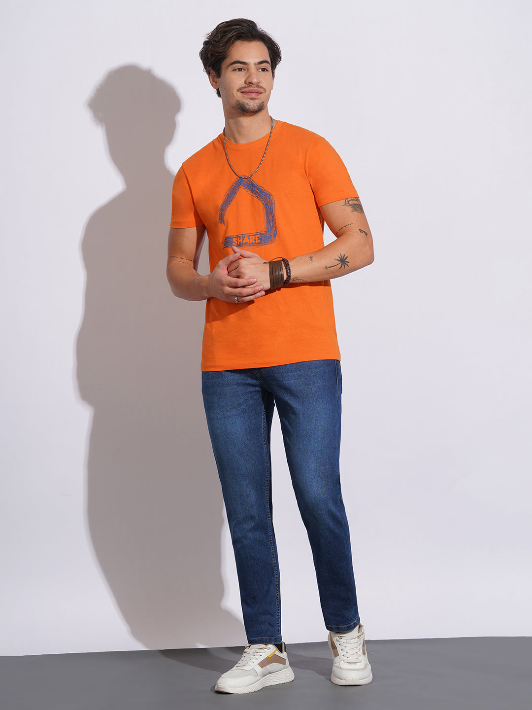 Mid Tone Slim Fit Jeans for Men by Being Human Clothing