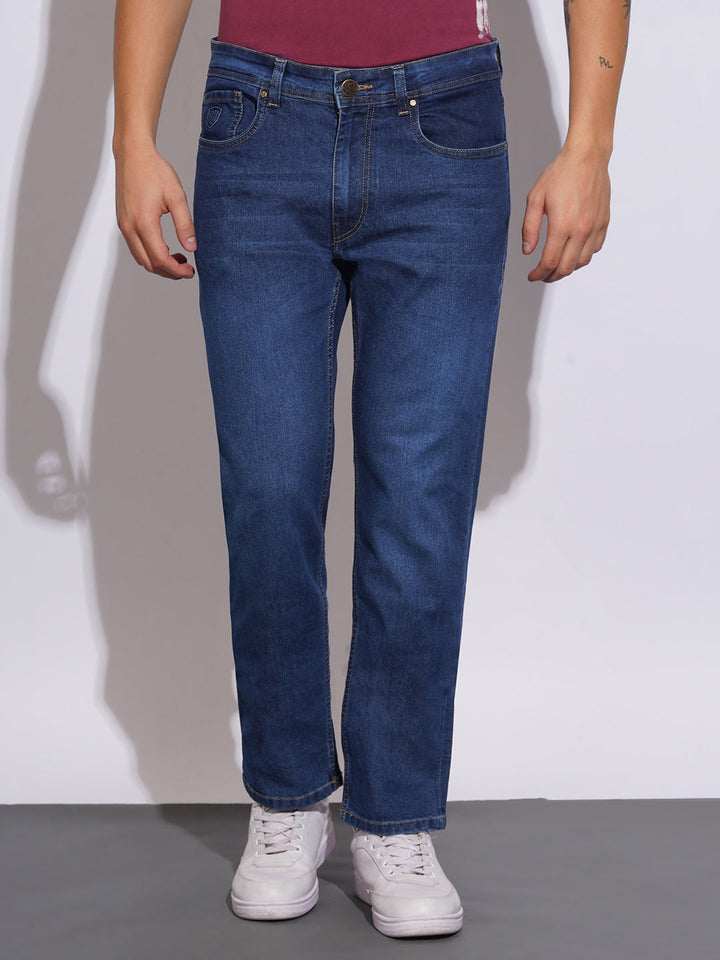 Mid Tone Straight Fit Jeans for Men by Being Human Clothing