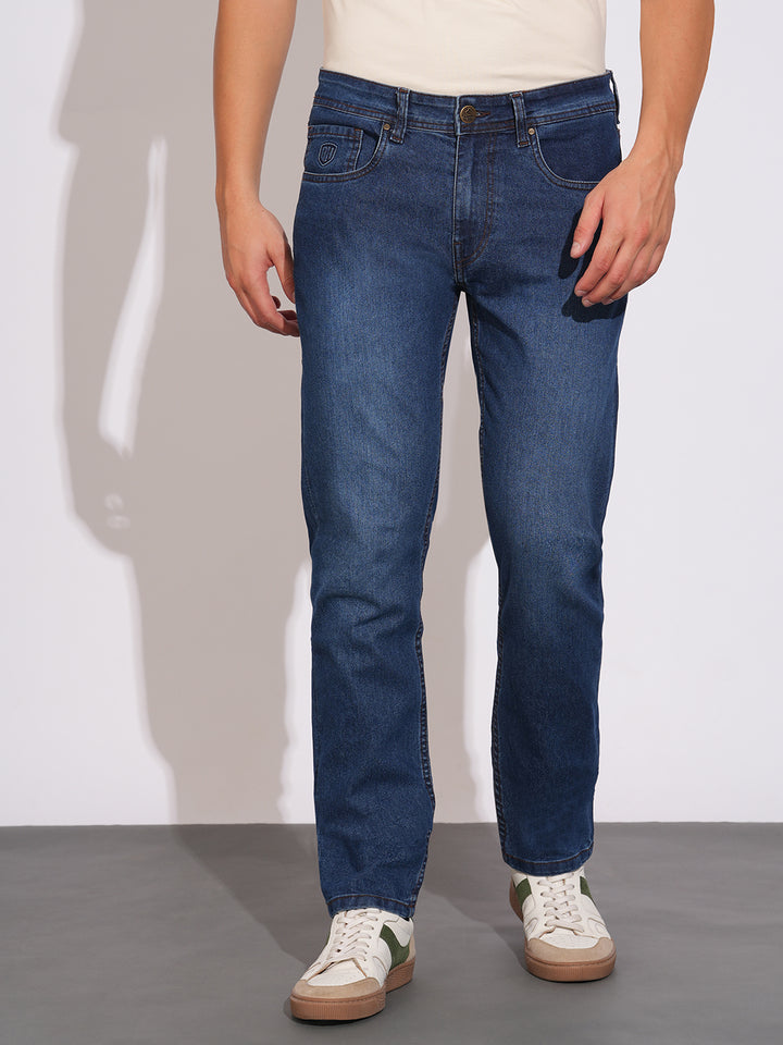 Blue Neon-Slim Fit Denims for Men