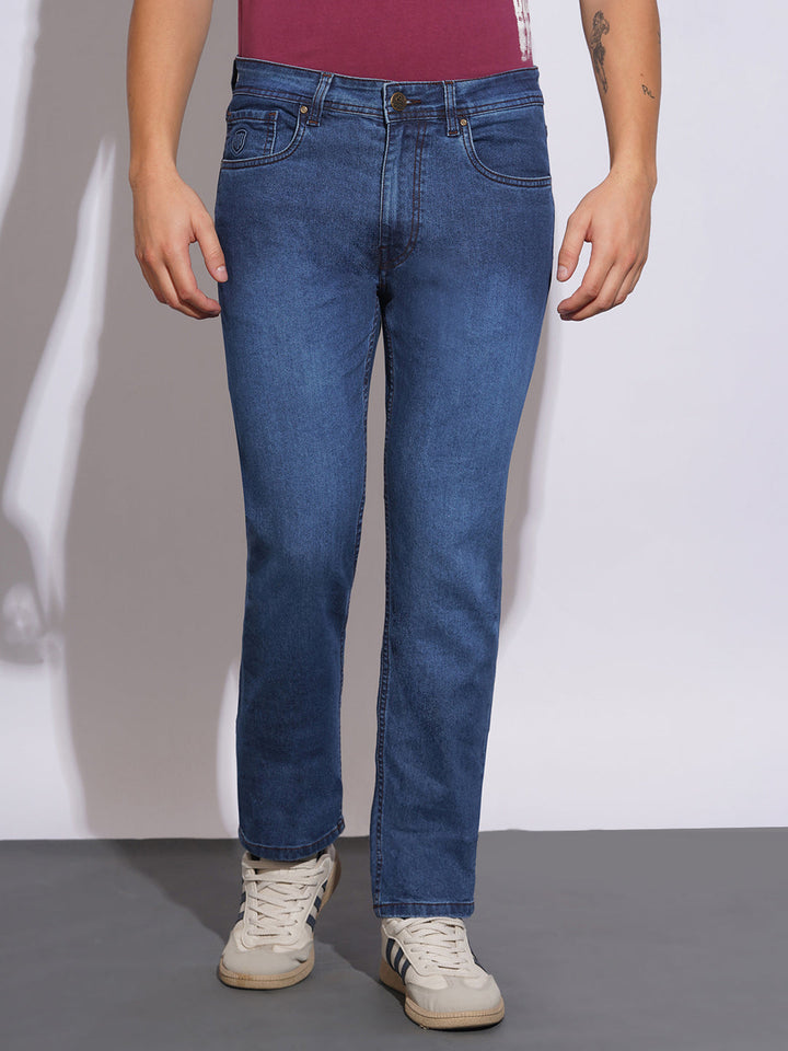 Blue Krypton-Straight Fit Denims for Men