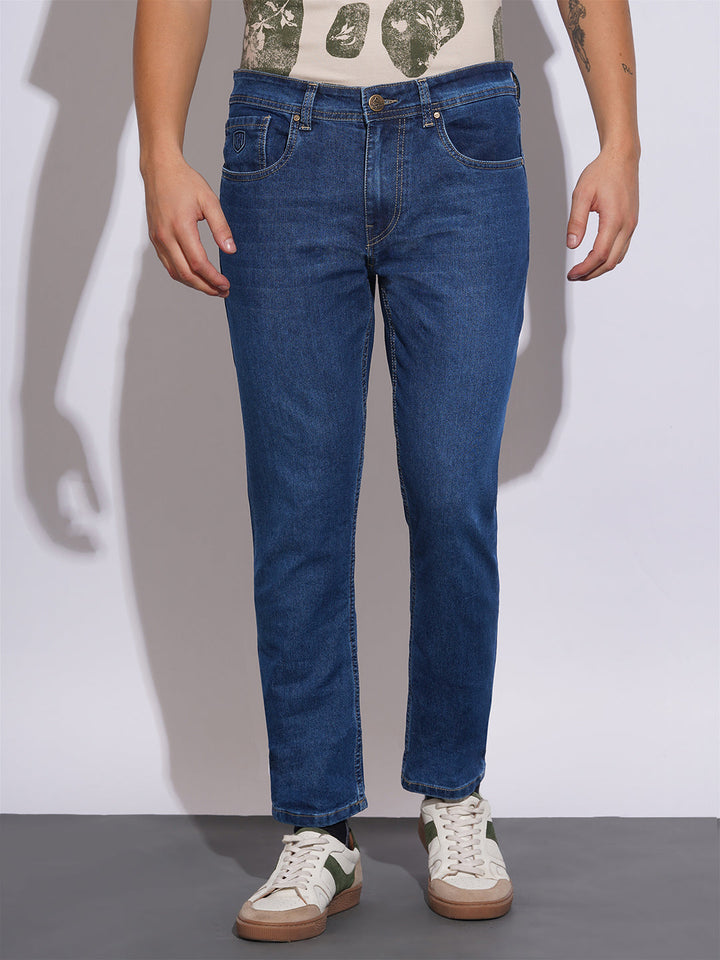 Blue Neon-Slim Fit Denims for Men