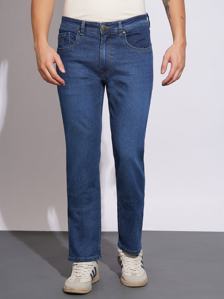Blue Krypton-Straight Fit Denims for Men