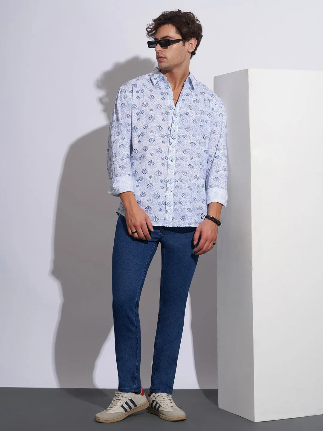 Blue Slim Fit Cotton Blend Men's Denims by Being Human Clothing