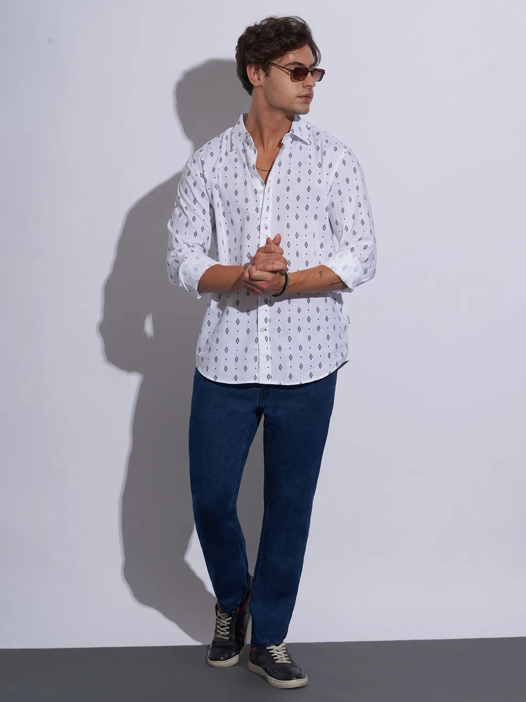 Blue Straight Fit Cotton Blend Men's Denims by Being Human Clothing