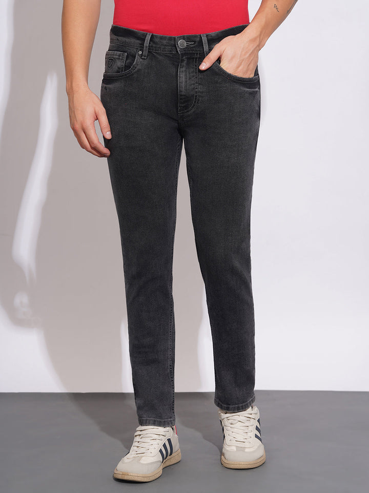 Carbon Black Slim Fit Jeans for Men by Being Human Clothing