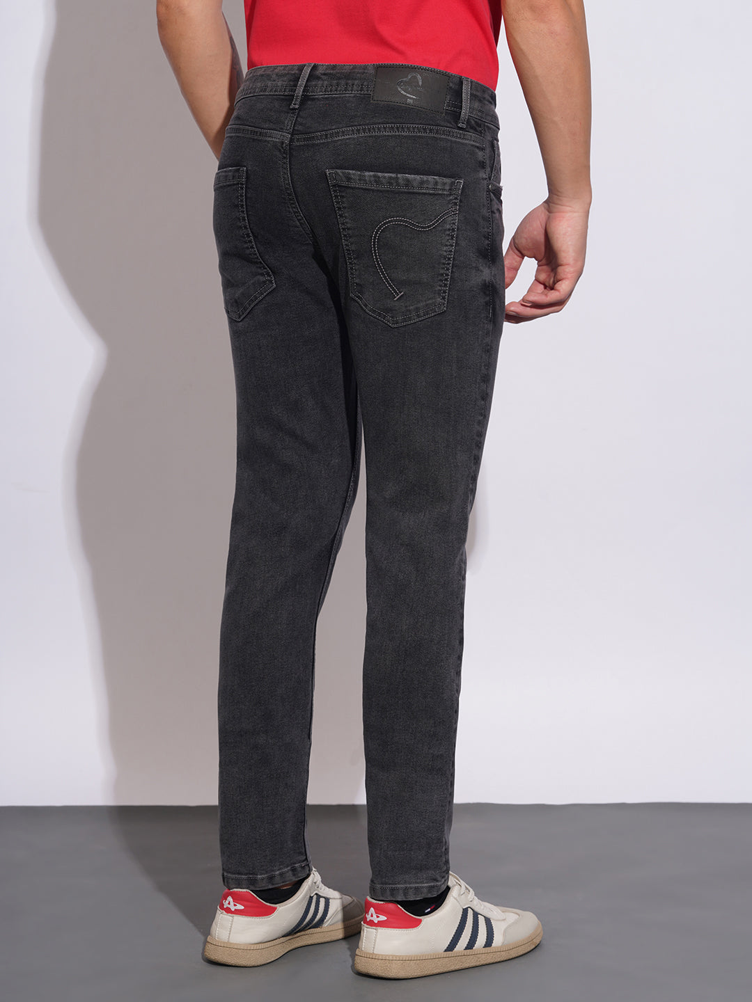 Carbon Black Slim Fit Jeans for Men by Being Human Clothing