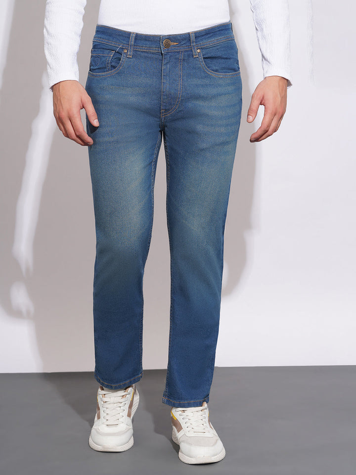 Mid Tone Straight Fit Jeans for Men by Being Human Clothing