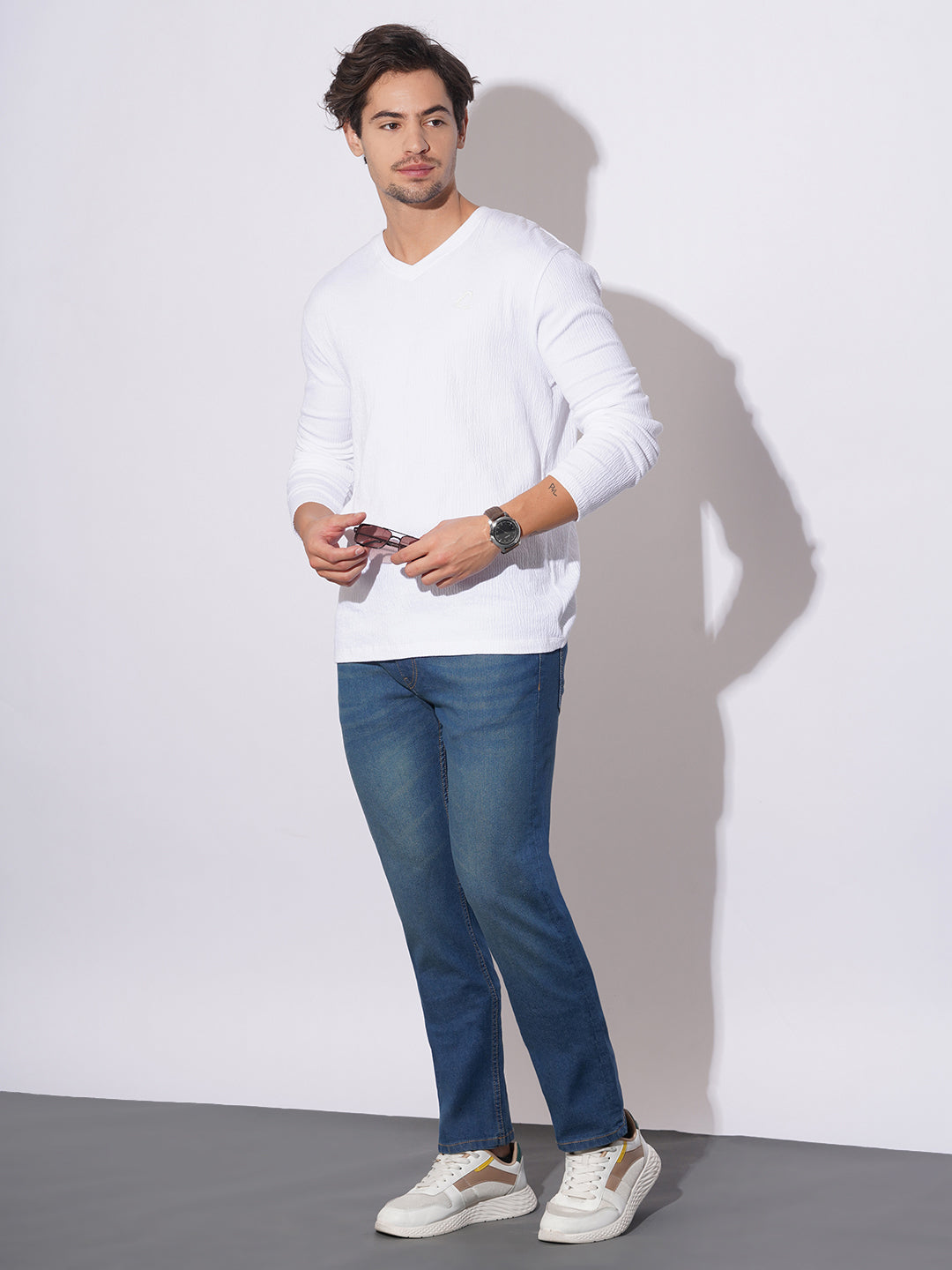 Mid Tone Straight Fit Jeans for Men by Being Human Clothing