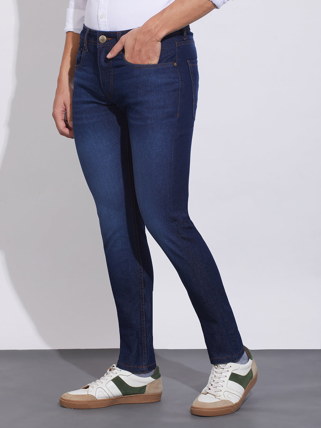 Blue Slim Fit Denims for Men by Being Human Clothing