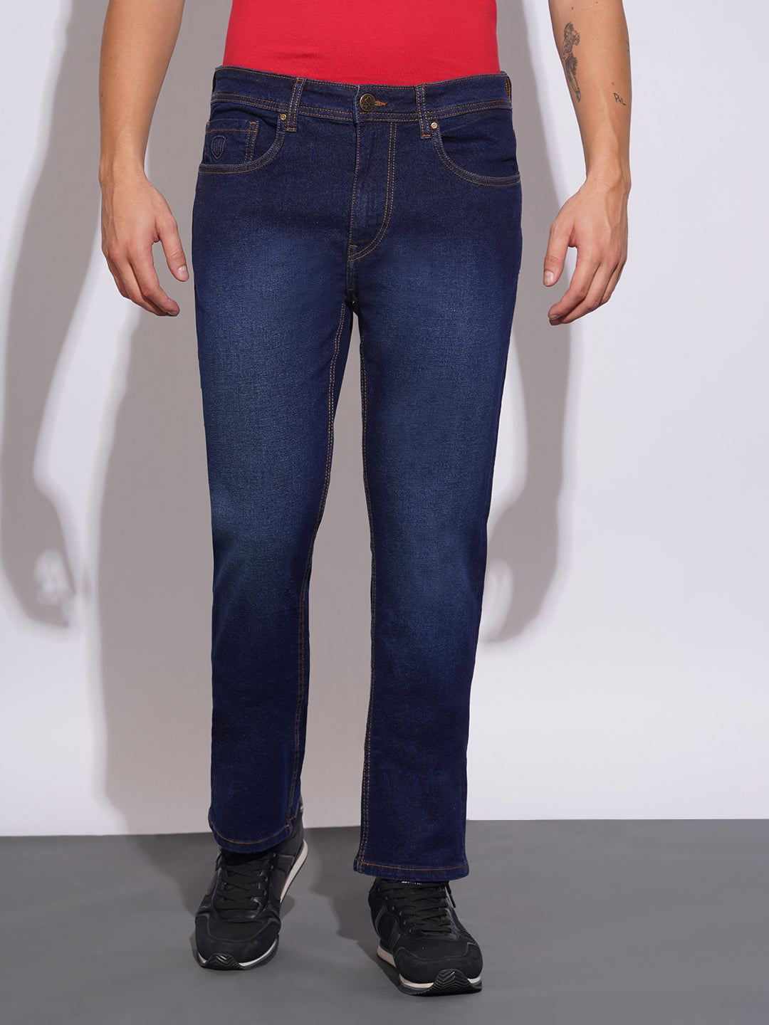 Dark Tone Straight Fit Jeans for Men by Being Human Clothing