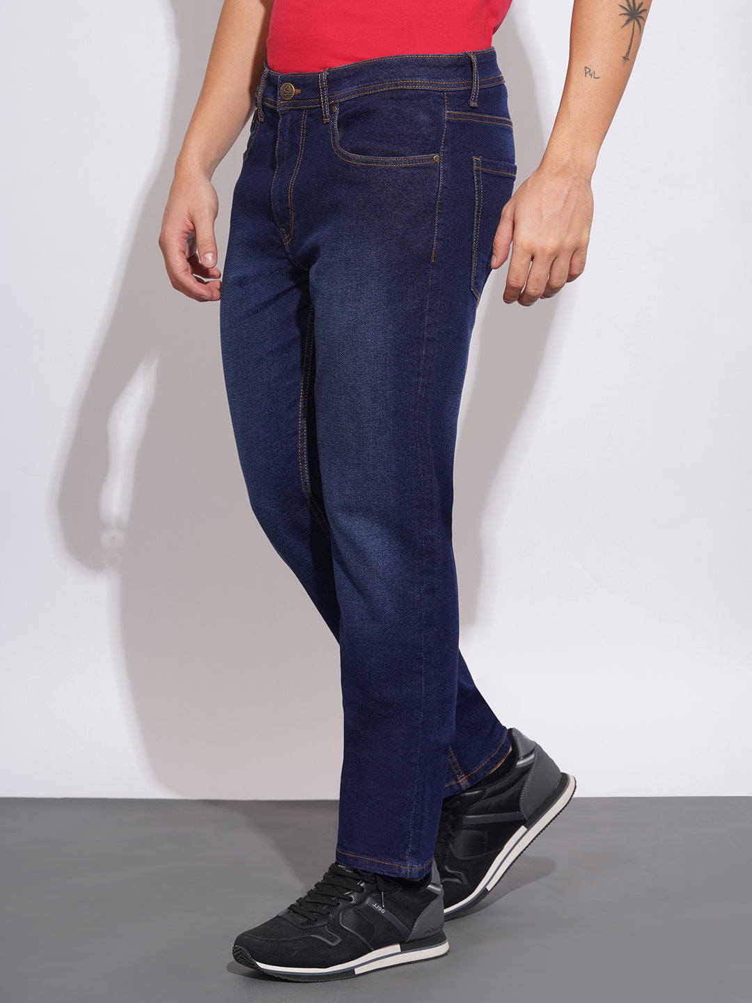 Dark Tone Straight Fit Jeans for Men by Being Human Clothing