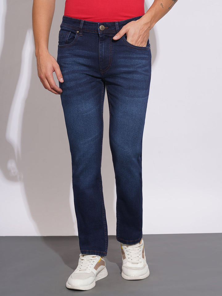 Blue Krypton-Straight Fit Denims for Men